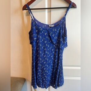 Lagaci Royal Blue Floral Slip Dress with White Accents